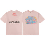 Gallery Dept T-Shirt Hand Painted Ink Splashing Alphabet Washed Retro Short Sleeve T-Shirt