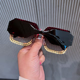 Trendy punk glasses square diamond