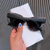 Trendy punk glasses large frame cat eyes with diamonds