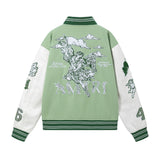 Amiri Jacket AMI Embroidered Angel Pattern Lapel Baseball Jacket for Men and Women