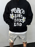 Men Vintage T-Shirts vintage trendy brand love and peace loose couple hooded