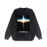 Purple Brand Distressed Long Sleeve Shirt Fashion Distressed Loose Long-sleeved Top