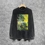 Purple Brand Distressed Long Sleeve Shirt Fashion Distressed Loose Long-sleeved Top