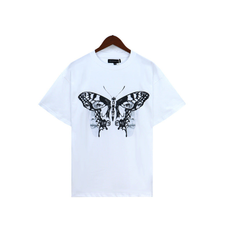 Who Decided War T Shirts Who Decided War Butterfly Print Short Sleeve Trendy Half Sleeve T-Shirt