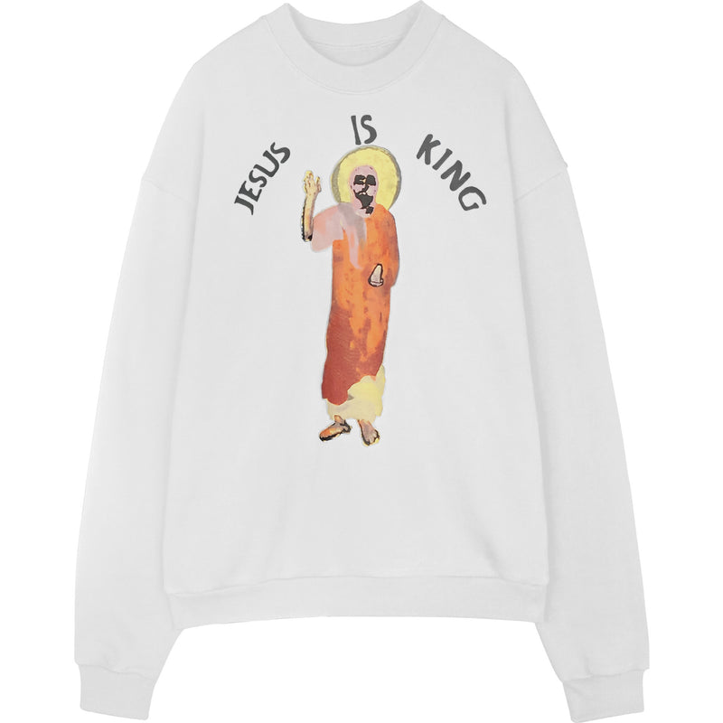 Jesus Is King T Shirt Ins Hype Five Big Talker Portrait Printing Sweater Men's and Women's round Neck Loose Long Sleeves Coat