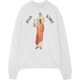 Jesus Is King T Shirt Ins Hype Five Big Talker Portrait Printing Sweater Men's and Women's round Neck Loose Long Sleeves Coat