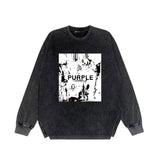 Purple Brand Distressed Long Sleeve Shirt Fashion Distressed Loose Long-sleeved Top