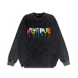 Purple Brand Distressed Long Sleeve Shirt Fashion Distressed Loose Long-sleeved Top