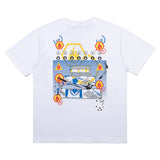 C.e t shirts character pattern letter printing round neck pullover short sleeves