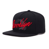 Trendy flat brimmed hat embroider brooklyn breathable and adjustable