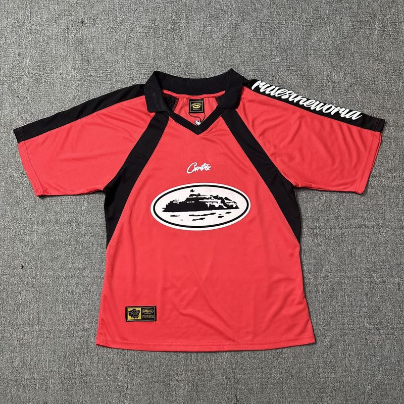 Corteiz T Shirt Red Jersey Short Sleeve Loose
