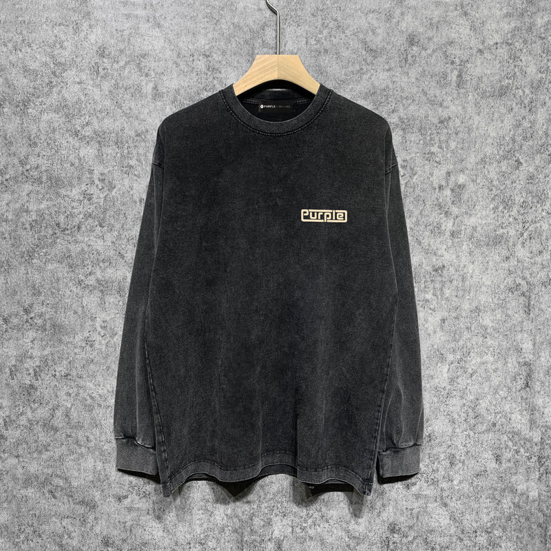 Purple Brand Distressed Long Sleeve Shirt Fashion Distressed Loose Long-sleeved Top