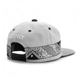 Trendy flat brimmed hat cashew pattern printing embroider leather hat