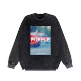 Purple Brand Distressed Long Sleeve Shirt Fashion Distressed Loose Long-sleeved Top