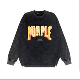 Purple Brand Distressed Long Sleeve Shirt Fashion Distressed Loose Long-sleeved Top