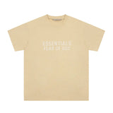 Fog Essentials T Shirts Spring Summer FOG Season 8 Flocking Letter Crew Neck Short Sleeves