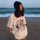 Men Vintage T-Shirts Gunsn Rose Short Sleeve Wash Vintage Old Print