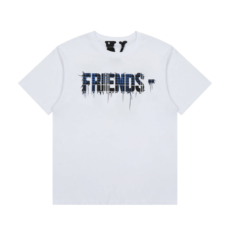 Vlone T Shirt Plaid Big V Letter