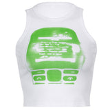 Vintage Y2g Shirts Women's round Neck Sleeveless Printed Women's T-shirt