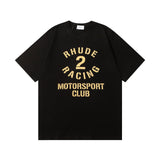 Rhude T Shirt Racing Club Alphabet Slogan Printed Short Sleeve T-Shirt