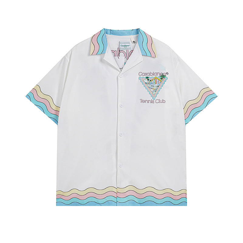 Casablanca Shirts And Shorts 2 Pieces Set Summer Casual Waves