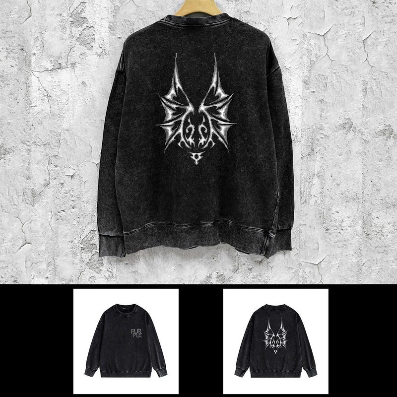 Purple Brand Distressed Sweatshirt Retro Vintage Crew Neck Sweater