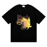 Rhude T Shirt gradual change color bird print short sleeve T-shirt