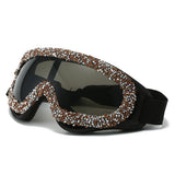 Trendy punk glasses sand and dustproof diamond windshield