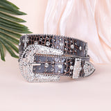 Hip-hop punk rhinestone belt snake pattern diamond