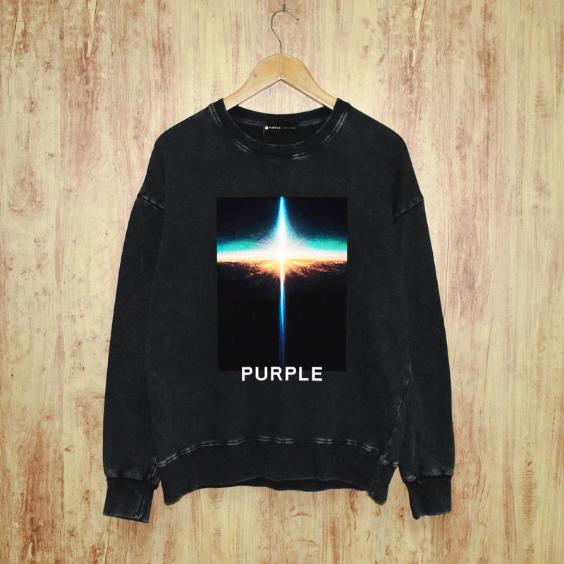 Purple Brand Distressed Sweatshirt Retro Vintage Crew Neck Sweater