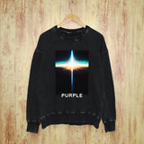 Purple Brand Distressed Sweatshirt Retro Vintage Crew Neck Sweater