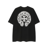 CHH Chrome Heart T Shirts Horseshoe Cross Old Retro Fashion Men's and Women's Short Sleeve T-Shirt