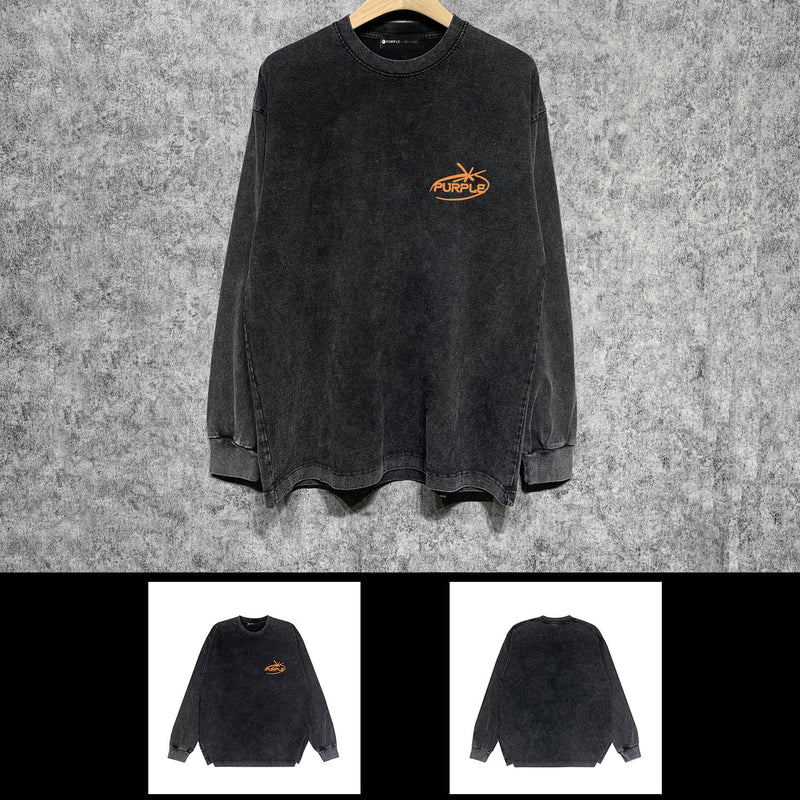 Purple Brand Distressed Long Sleeve Shirt Fashion Distressed Loose Long-sleeved Top