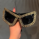 Trendy punk glasses chain retro cat eye