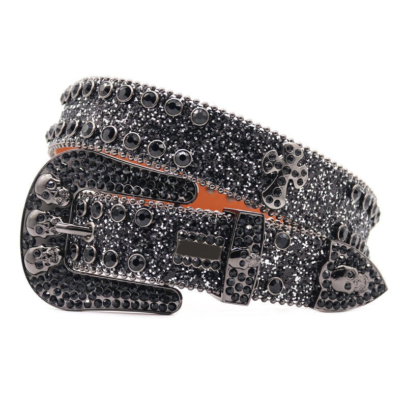 Hip-hop punk rhinestone belt skull dark style