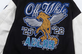 Off White Jacket Autumn/Winter OW Hot Diamond Pegasus Letter Pattern Baseball Jacket
