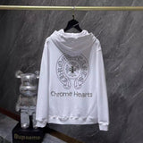 CHH Chrome Heart Hoodie CH Crow Hot Diamond Hand Button Casual Hooded Sweater