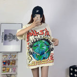 Hellstar T Shirt Earth Print Casual Loose