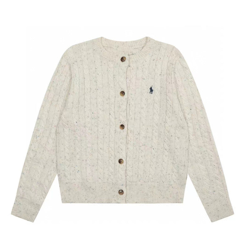 Ralph Lauren Knitted sweaters RL wool logo crew neck gradual change twist knitted cardigan