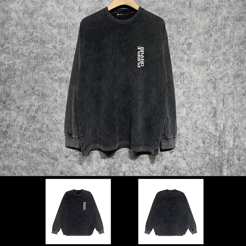 Purple Brand Distressed Long Sleeve Shirt Fashion Distressed Loose Long-sleeved Top