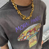 Mens Vintage T-Shirts SAINT MICHAEL CHO Murakami Takashi Mushroom Eye Print Old Wash