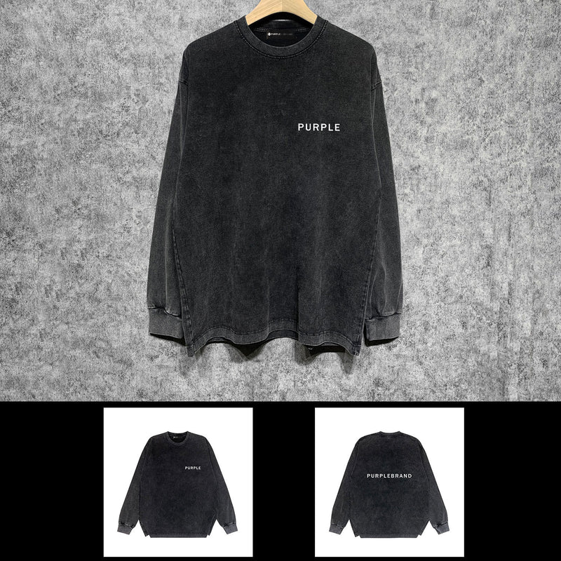 Purple Brand Distressed Long Sleeve Shirt Fashion Distressed Loose Long-sleeved Top