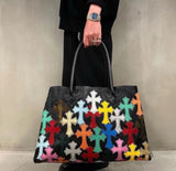 Chh Chrome Heart Leather Bag Cross Colored Shopping Bag