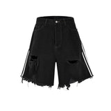 MIJKO Men Shorts Make Old Ragged Denim Shorts