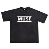 Rock Star T Shirt Muses Band Printed T-shirt Washed Distressed Loose Men and Women