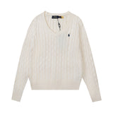 Ralph Lauren Knitted sweaters Vintage V-neck twisted embroidered wool bottomed knitted sweater