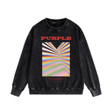 Purple Brand Distressed Sweatshirt Retro Vintage Crew Neck Sweater