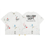 Gallery Dept T-Shirt Color Hand Painted Splash Ink Letter Print Short Sleeve T-Shirt