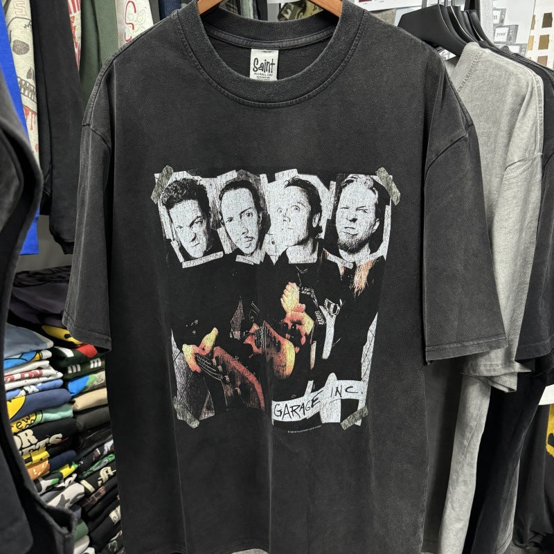 Mens Vintage T-Shirts SAINT MICHAEL Rock Music Washed Old T-Shirts