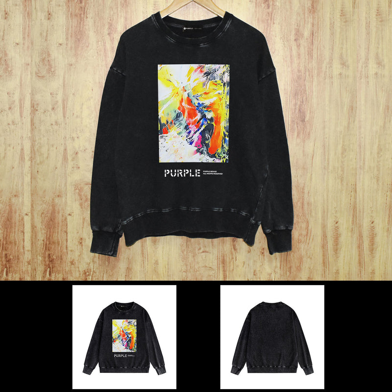 Purple Brand Distressed Sweatshirt Retro Vintage Crew Neck Sweater